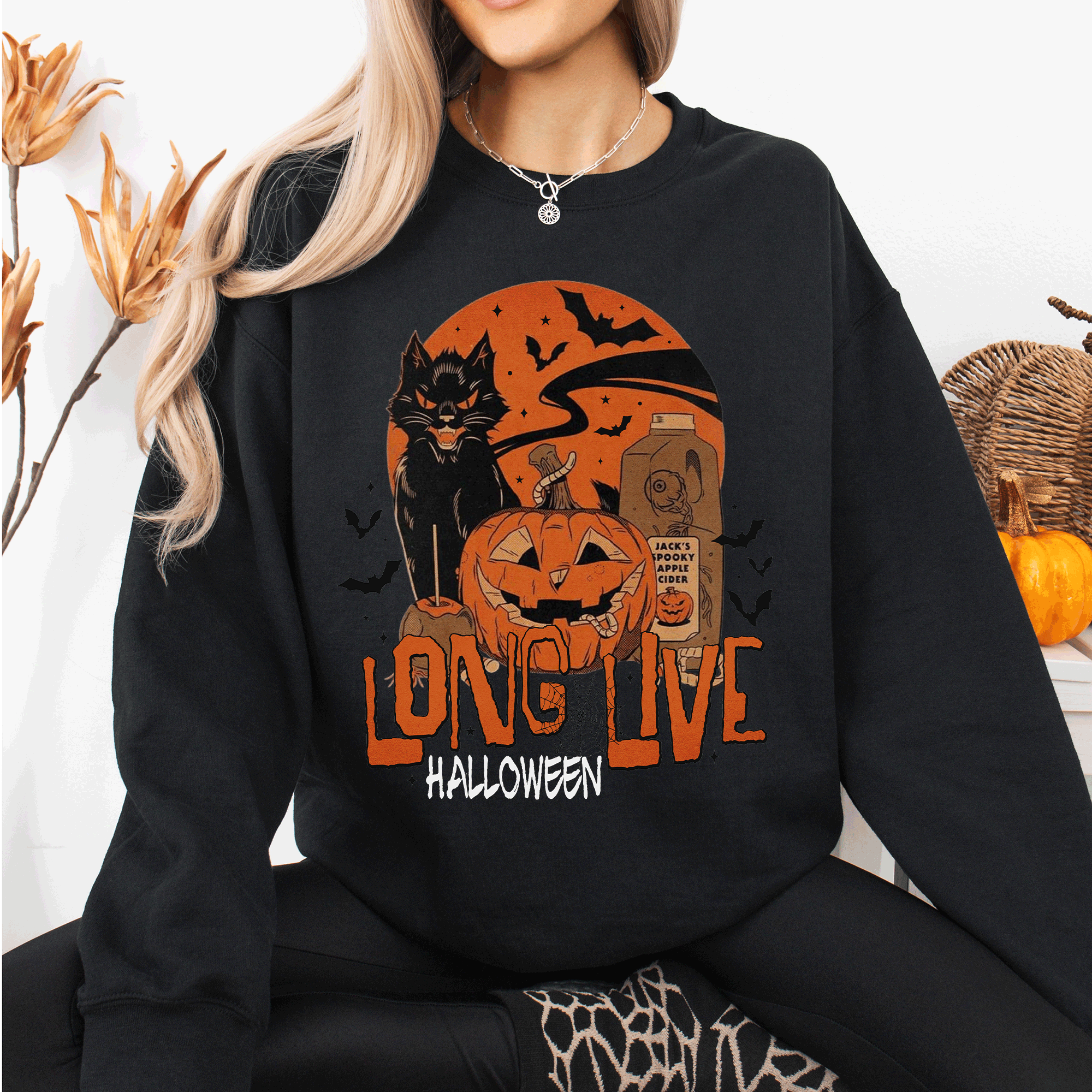 Long Live Halloween Retro Classic Vintage Graphic Cozy Fleece Limited Edition Sweatshirt