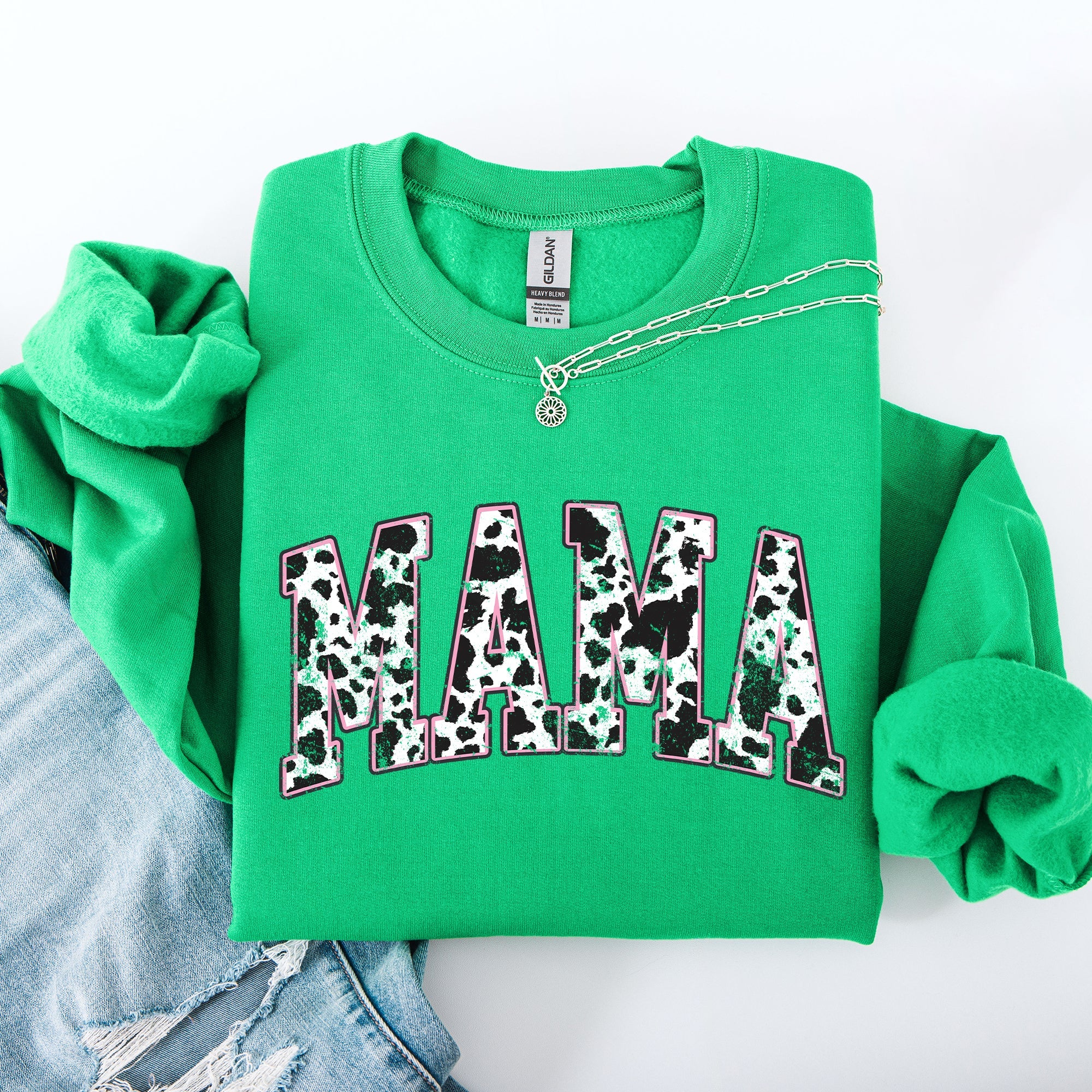 Mama Cow Print Western Vintage Country Farm Cowboy Cowgirl Rustic Cozy Graphic Sweatshirt