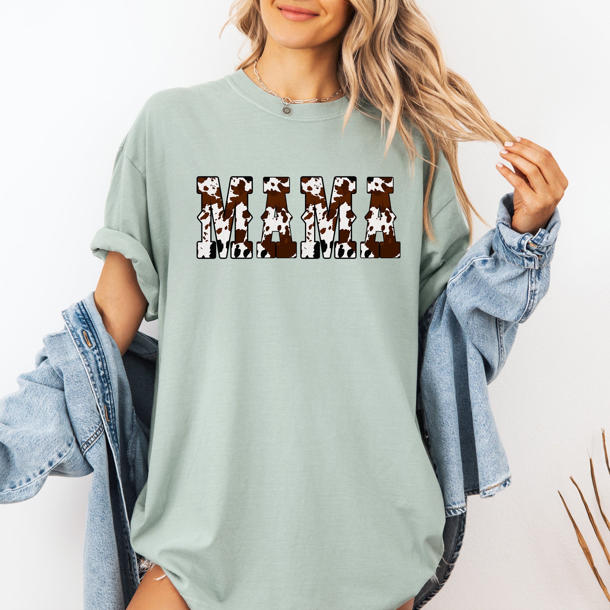 Mama Cow Print Western Country Varsity Retro Vintage Classic Edition Comfort Colors Tee