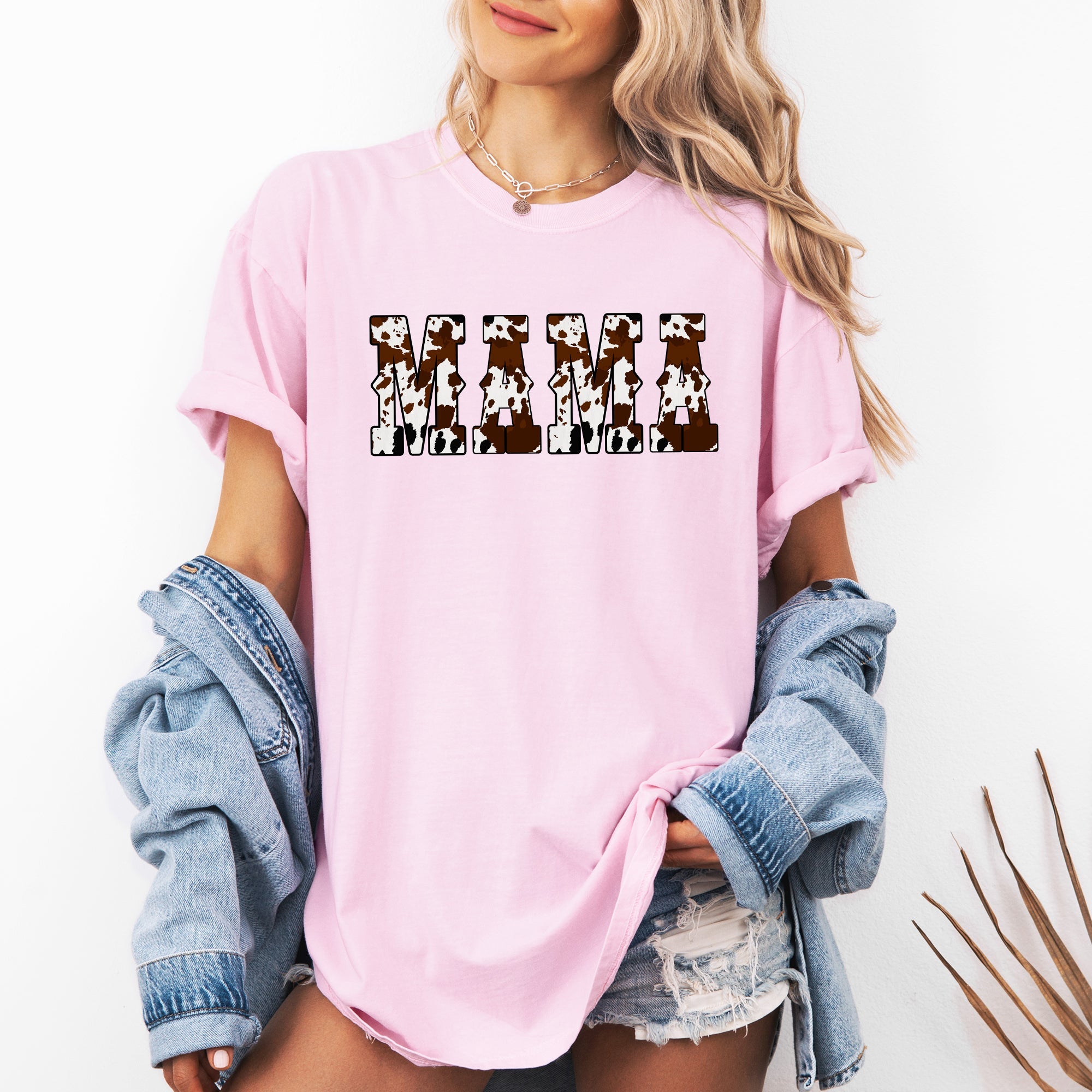 Mama Cow Print Western Country Varsity Retro Vintage Classic Edition Comfort Colors Tee