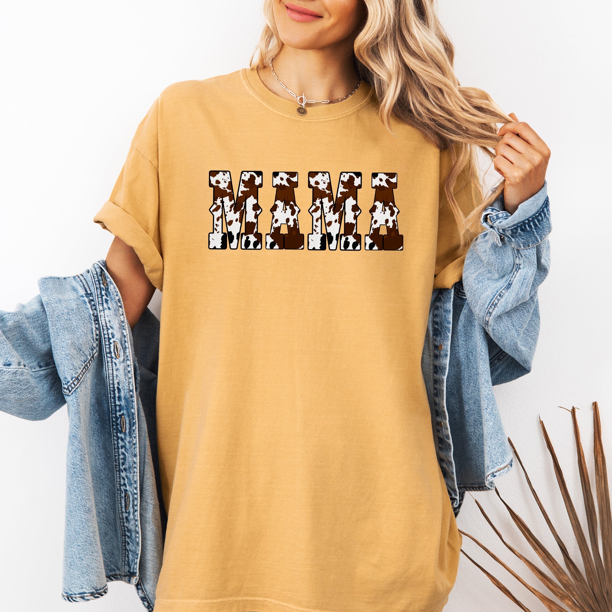 Mama Cow Print Western Country Varsity Retro Vintage Classic Edition Comfort Colors Tee