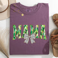 Mama Painted Dalmatian Bow St Patrick's Day Shamrock Clover Lucky Leprechaun Comfort Colors Tee