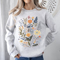 Meadow Magic Soft Floral Print Delicate Blossoms On Cozy Knit Vintage Inspired Everyday Wear Sweatshirt