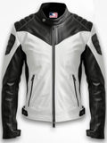 Men’s Faux Leather Jacket - White and Black Jacket