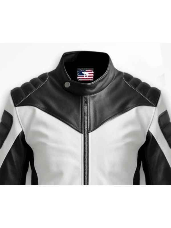 Men’s Faux Leather Jacket - White and Black Jacket