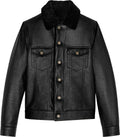 Men’s Denim Style Genuine Leather Jacket With Fur