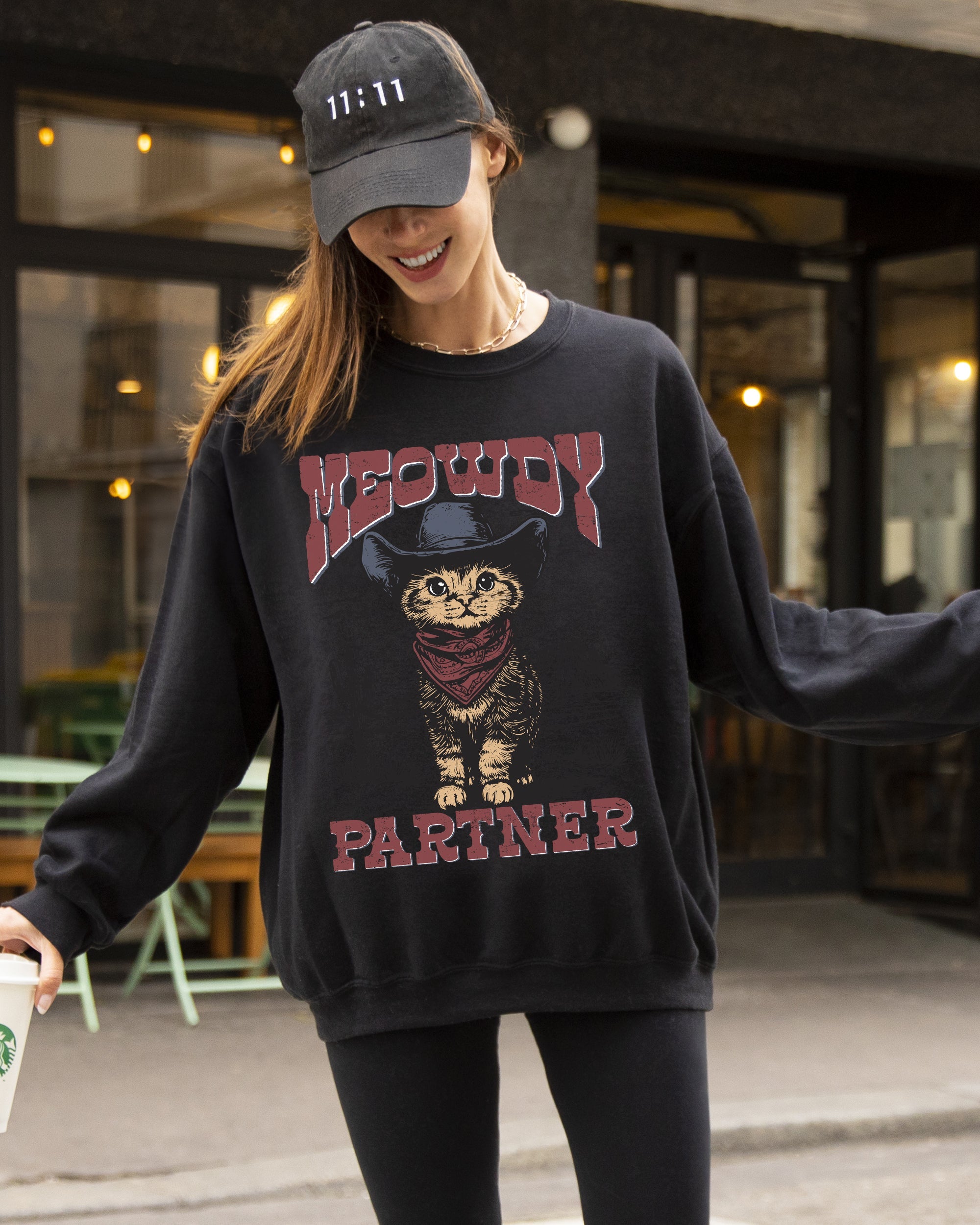 Meowdy Partner Cowboy Cat Cowgirl Howdy Yee Haw Western Country Cozy Classic Sweatshirt