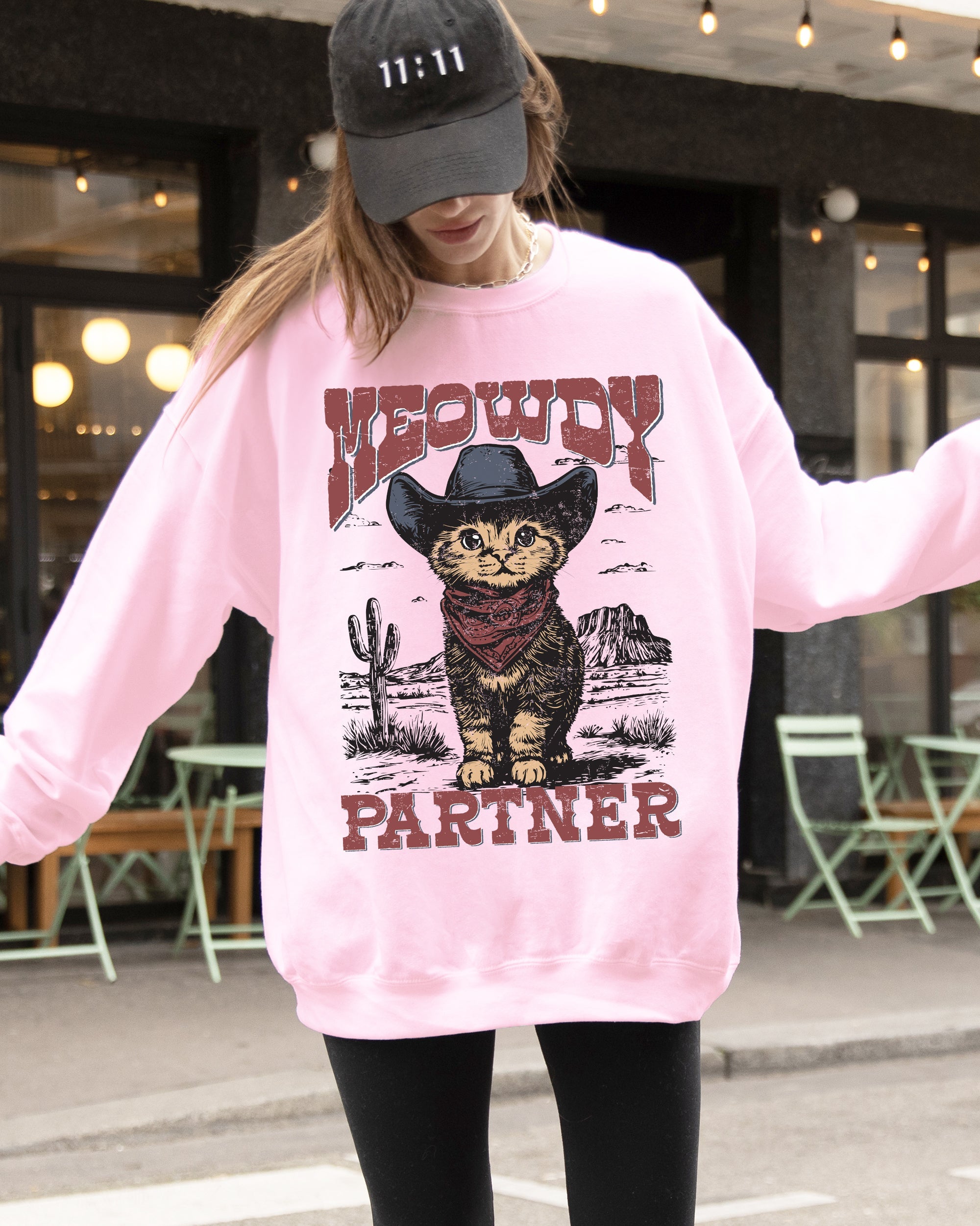Meowdy Partner Cowboy Cat Cowgirl Howdy Yee Haw Western Country Cozy Classic Sweatshirt