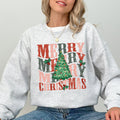 Merry Christmas Retro Tree Holly Santa Winter Xmas Cozy Vintage Holiday Graphic Sweatshirt