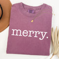 Merry, Classic Minimalist, Christmas, Winter, Snow, Santa, Xmas Comfort Colors Tee