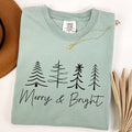 Merry And Bright Limited Edition Christmas Minimalist Winter Snow Santa Xmas Comfort Colors Tee