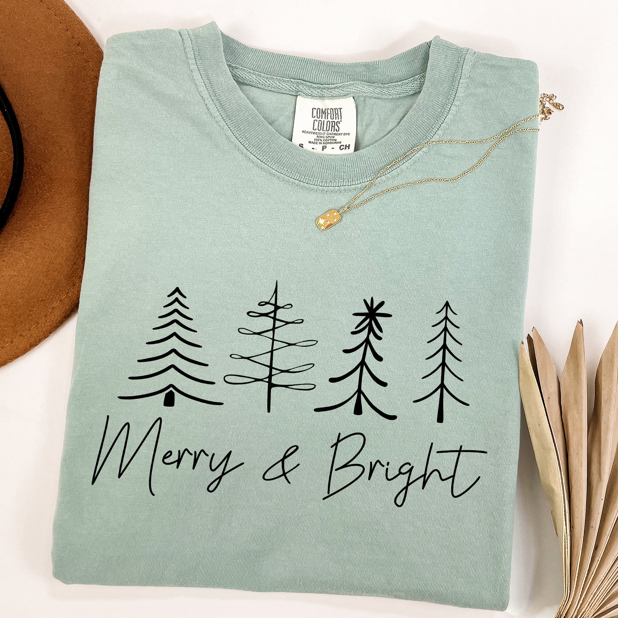 Merry And Bright Limited Edition Christmas Minimalist Winter Snow Santa Xmas Comfort Colors Tee