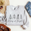 Merry And Bright Christmas Minimalist Winter Snow Santa Xmas Holiday Cozy Sweatshirt