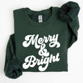 Merry And Bright Classic Christmas Winter Santa Xmas Cozy Fleece Lined Sweatshirt