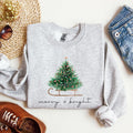 Merry And Bright Holiday Sleigh And Christmas Tree Winter Snow Xmas Scene Sweatshirt