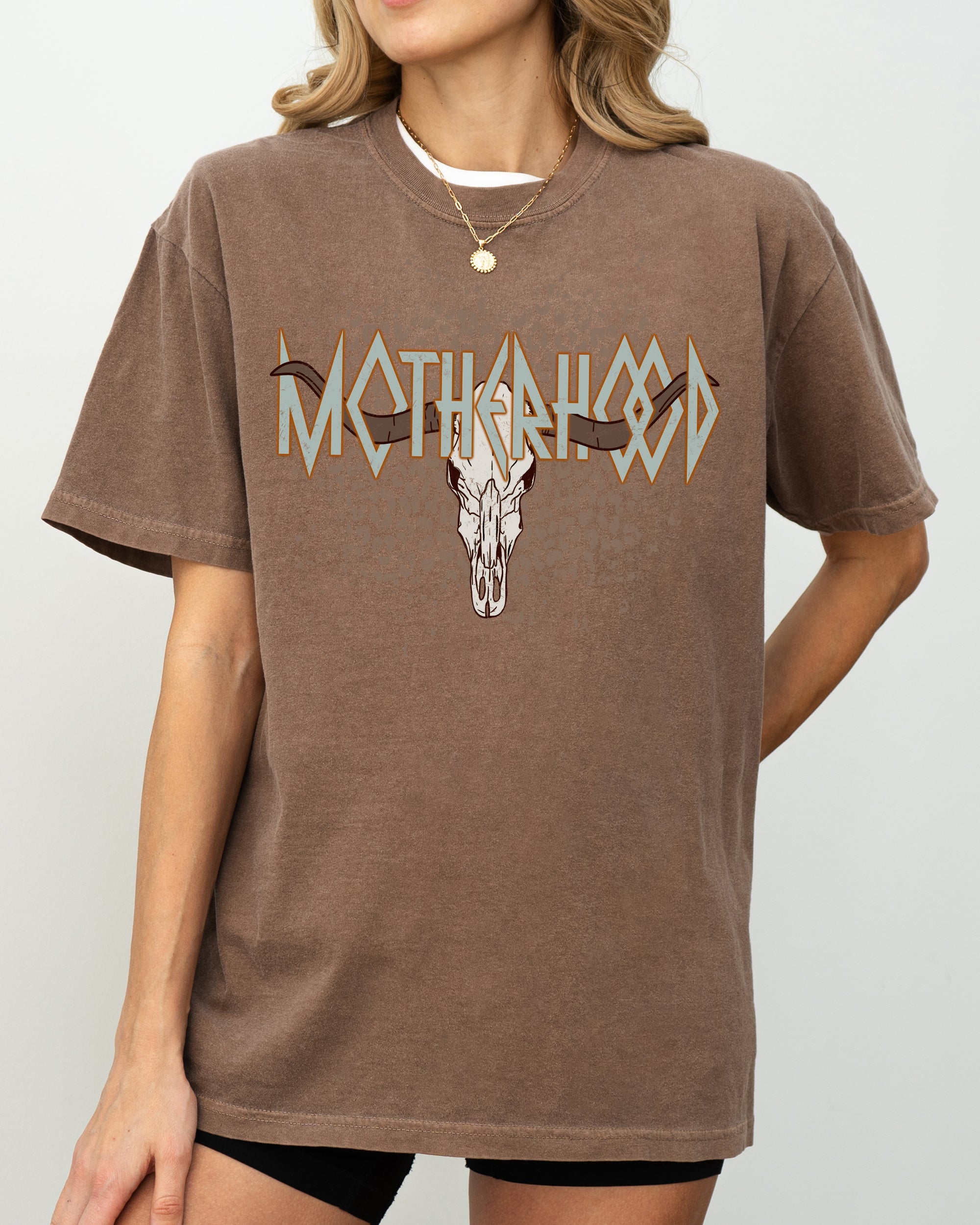 Motherhood Retro Rock Leopard Skull Western Country Bull Vintage Comfort Colors Tee