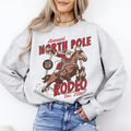 North Pole Rode Santa Christmas Western Cowboy Yee Haw Horse Holiday Theme Sweatshirt