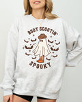 Boot Scootin' Spooky Ghost Bat Skeleton Witch Halloween Costume Graphic Sweatshirt
