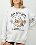Salem Flying School Skeleton Funny Spooky Witch Aesthetic Meme Halloween Costume Sweatshirt