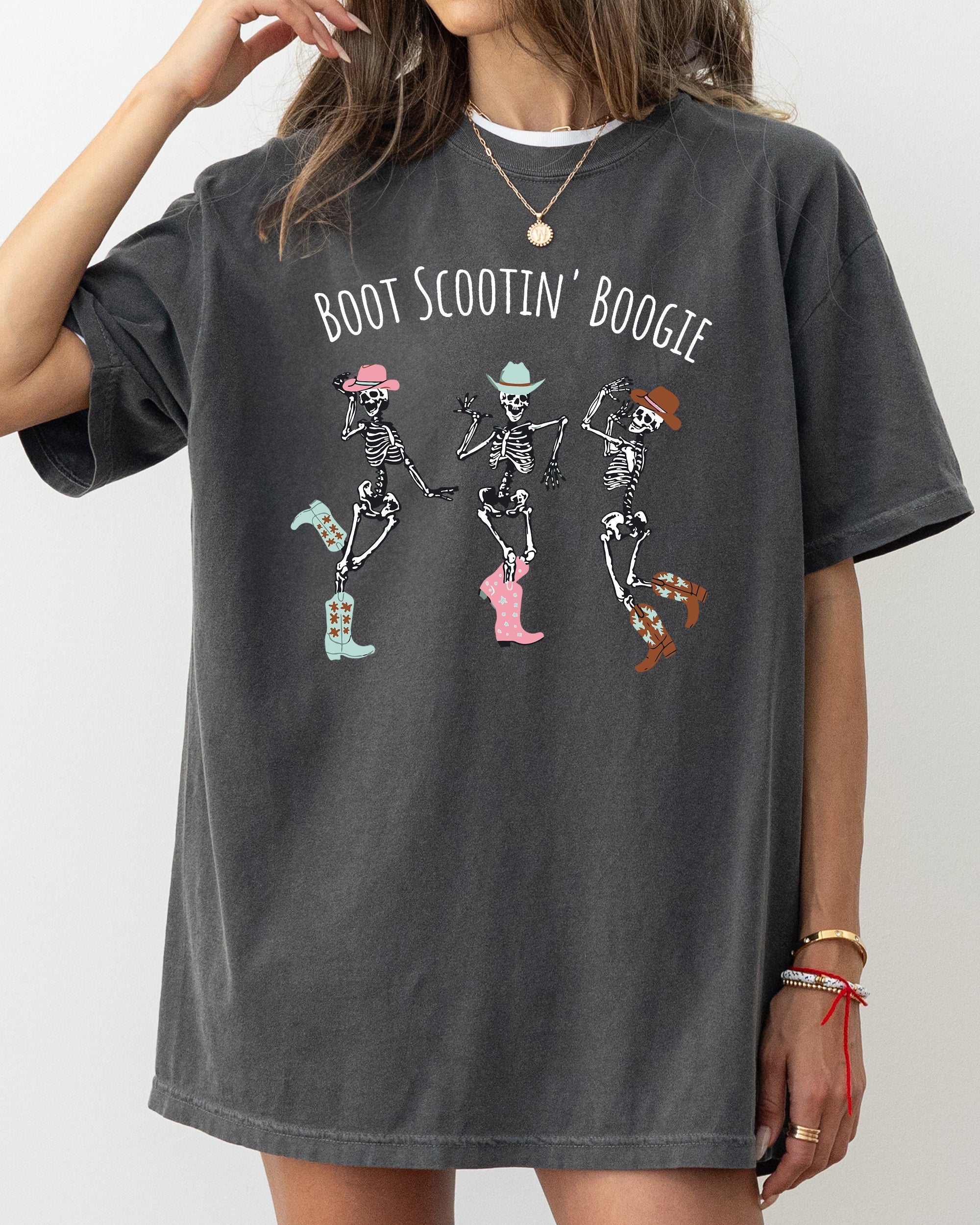 Boot Scootin' Boogie Western Skeleton Ghost Witch Skull Meme Halloween Costume Comfort Colors Tee
