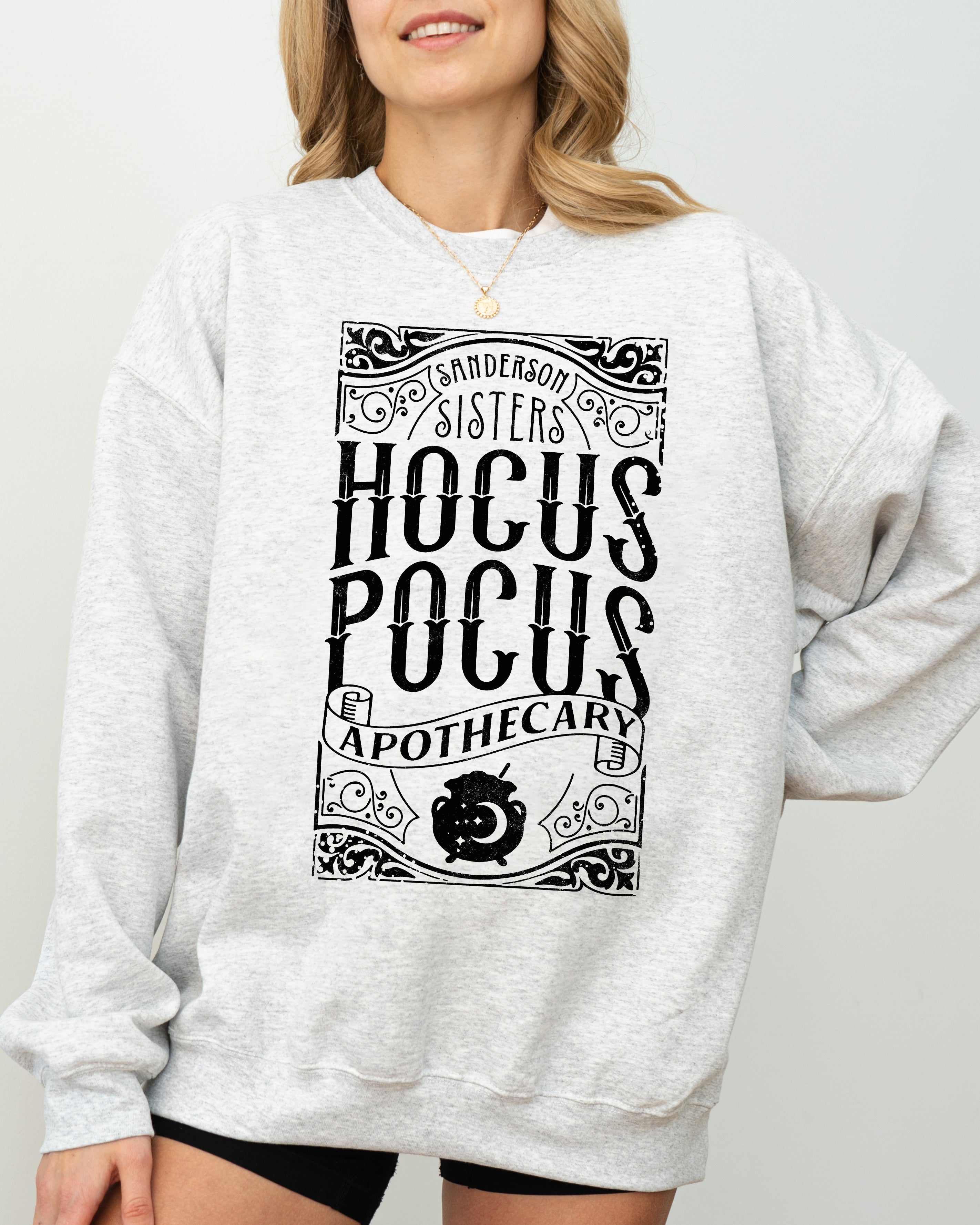 Hocus Pocus Apothecary Skeleton Witch Skull Spooky Halloween Costume Meme Sweatshirt