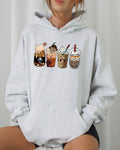 Halloween Coffee Vintage Skeleton Ghost Witch Skull Spooky Aesthetic Meme Hooded Sweatshirt
