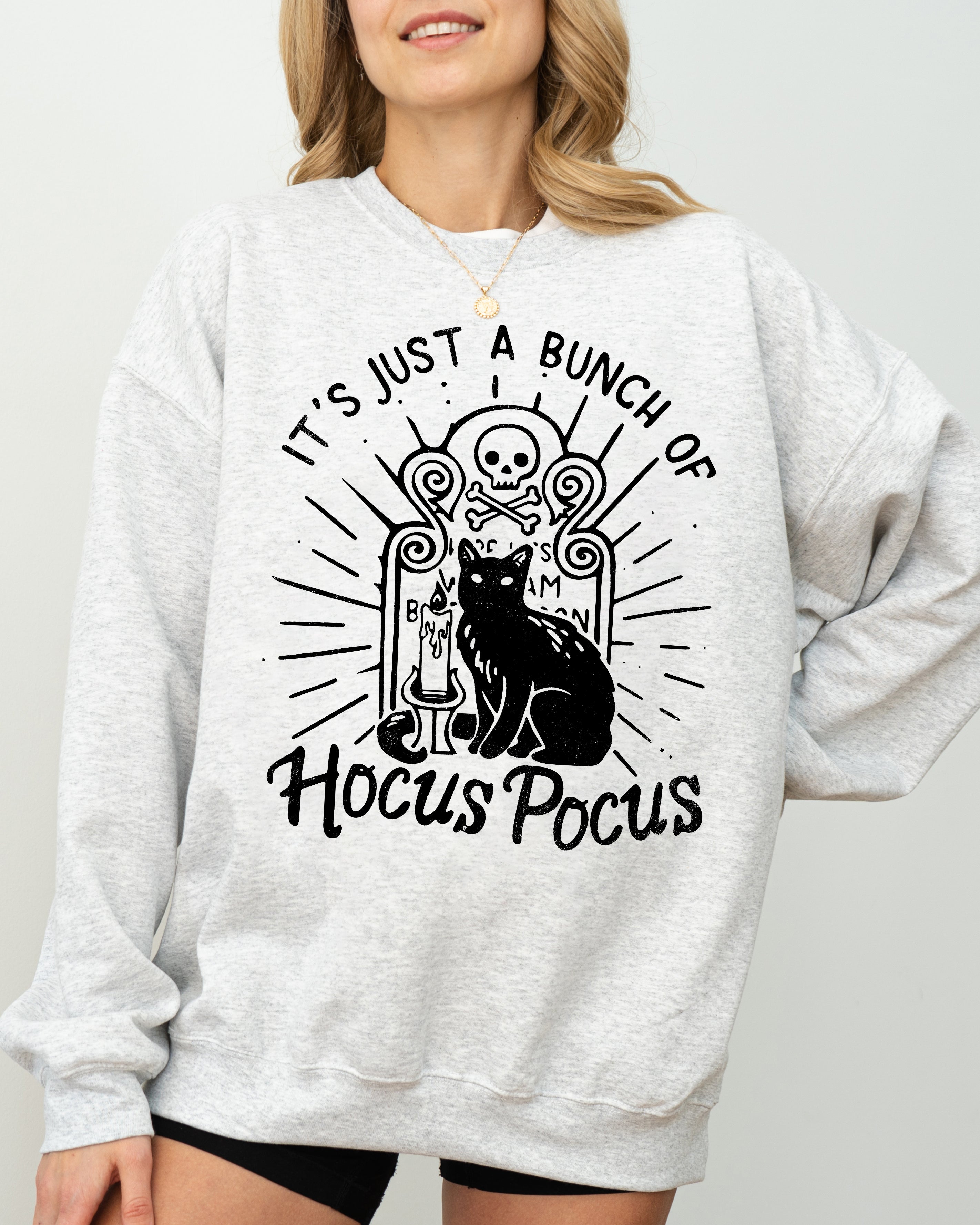 Hocus Pocus Skeleton Cat Ghost Witch Skull Spooky Meme Halloween Night Parade Costume Sweatshirt