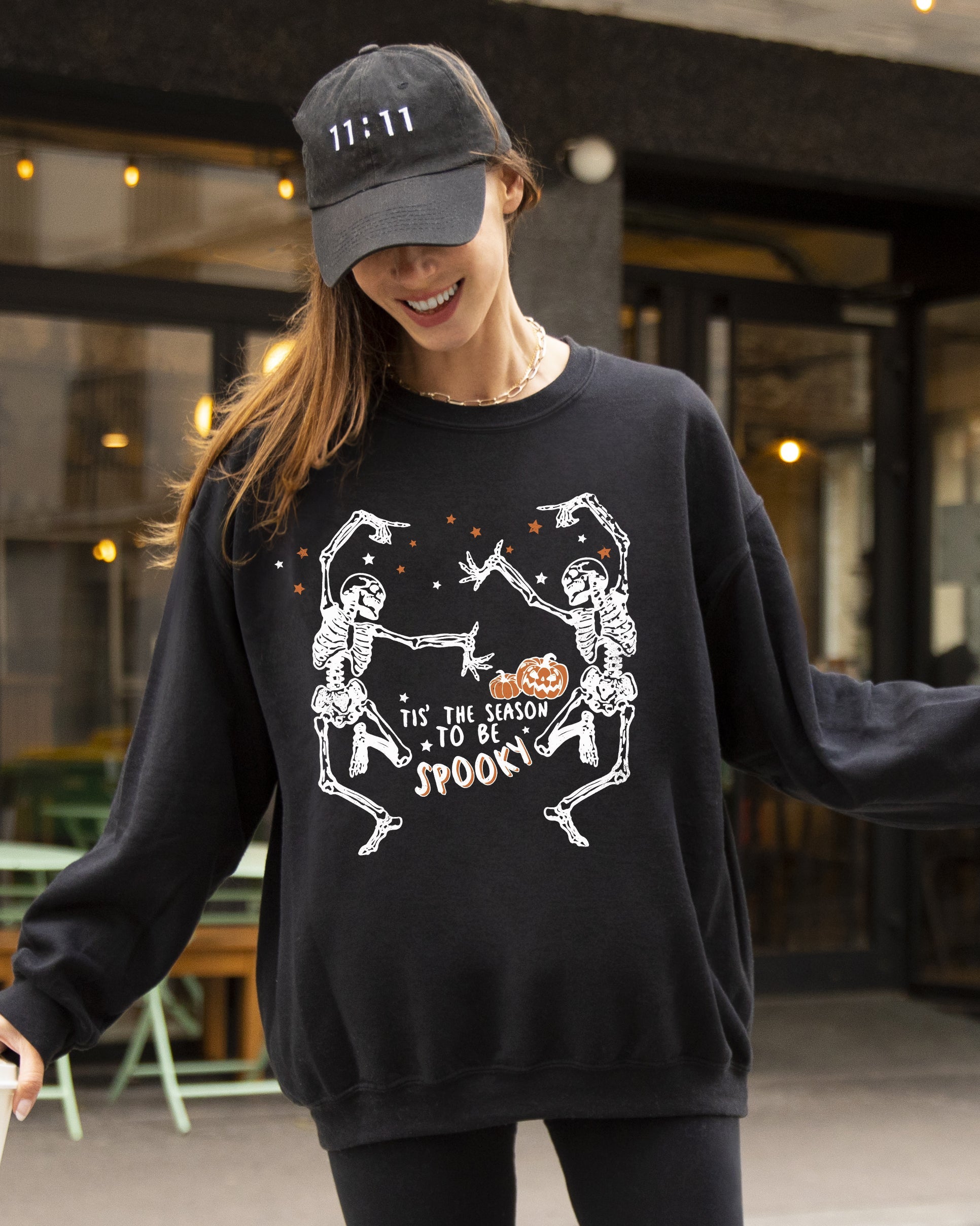 Tis The Season Spooky Skeleton Ghost Western Witch Skull Aesthetic Meme Halloween Costume Sweatshirt