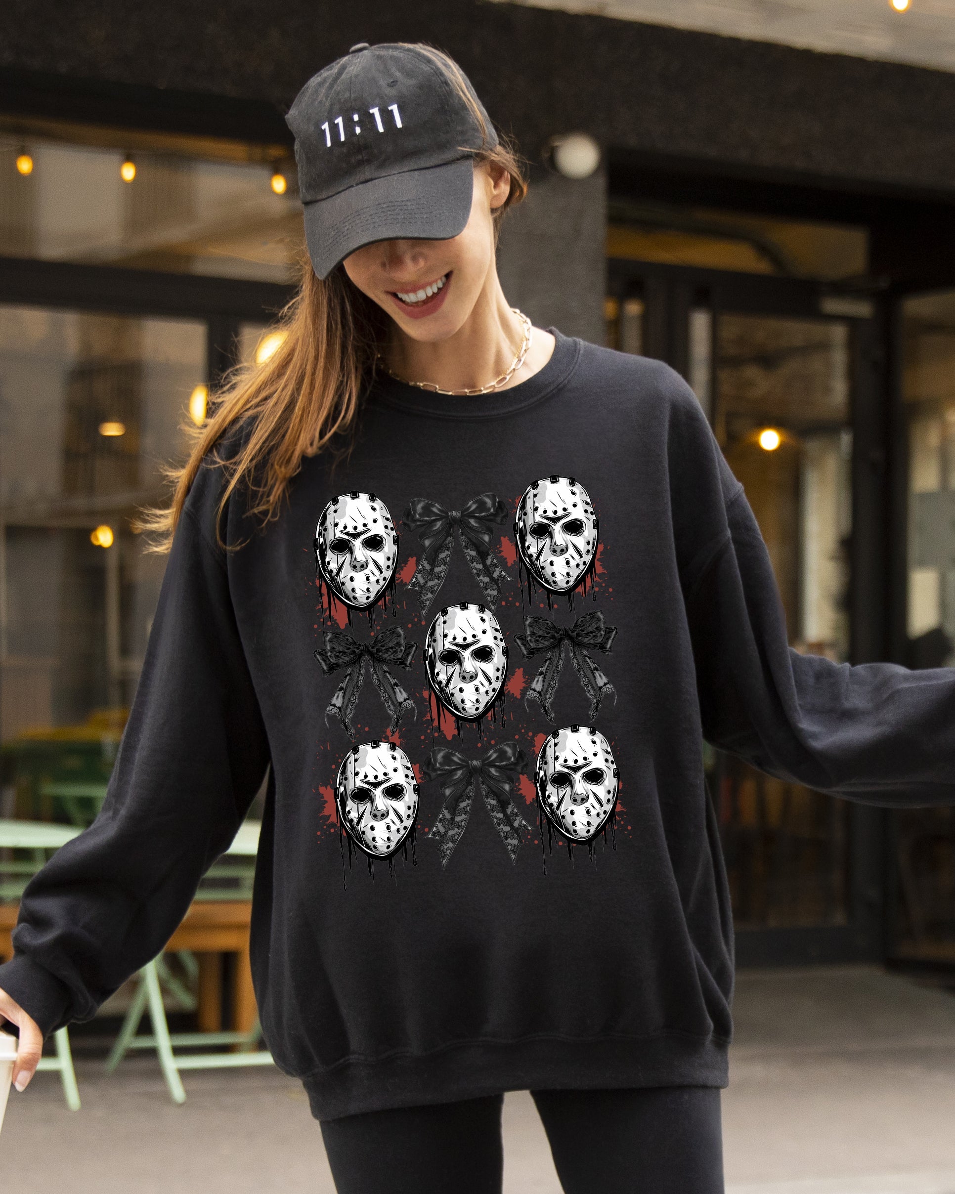 Ancient Mystic Masks and Bows Ghost Spooky Skeleton Witch Western Theme Halloween Costume Sweatshirt