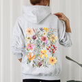 Mountain Meadow Pressed Flowers Botanical Illustration Garden Print Nature Inspired Hoodie