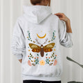 Enchanted Moth Garden Floral Print Botanical Moth Themed Art Nature Inspired Graphic Hoodie