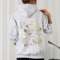 Delicate Pressed Wildflowers Botanical Illustration Art Print Handcrafted Ethereal Garden Scene Hoodie