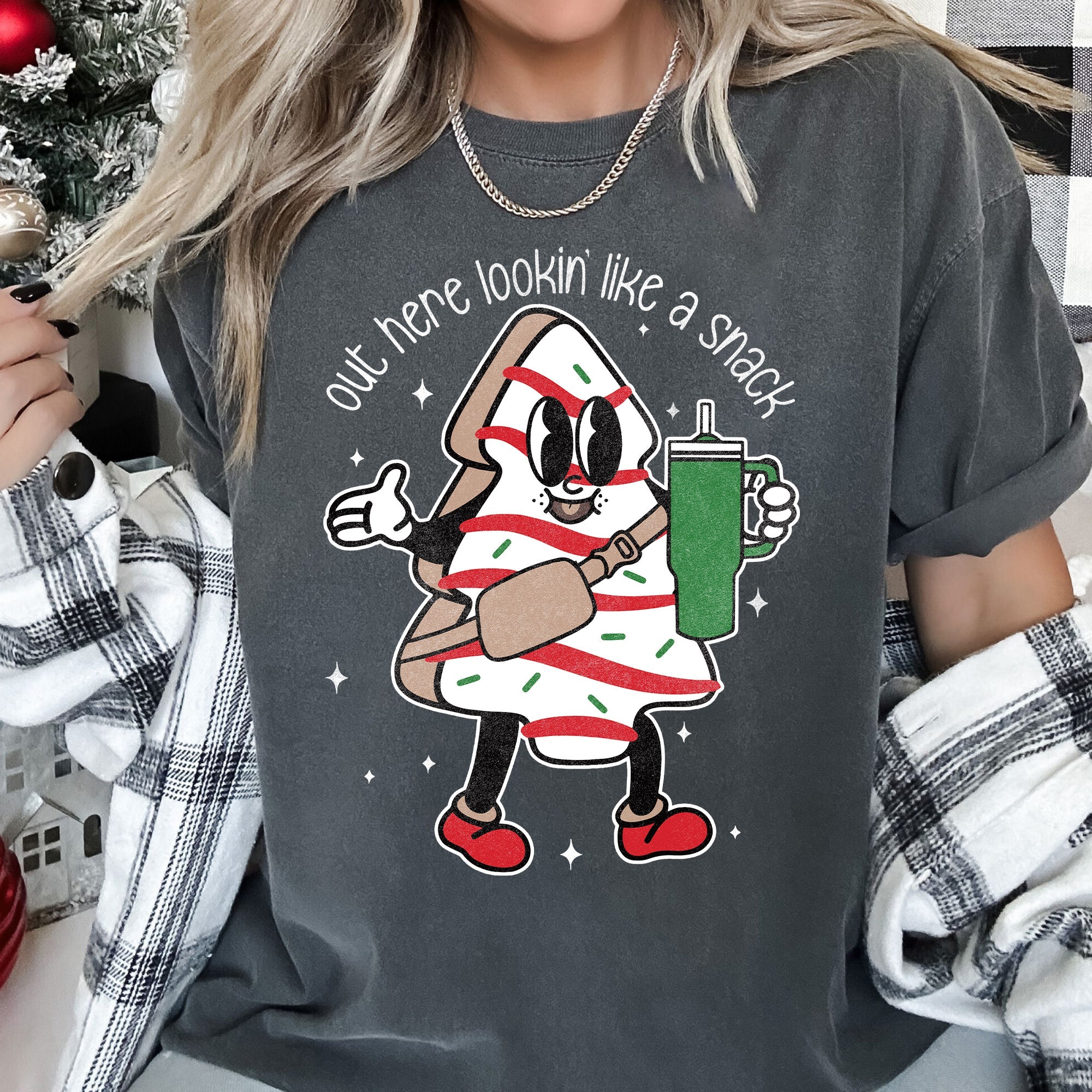 Out Here Looking Like A Snack Christmas Tree Little Debbie Bougie Comfort Colors Tee
