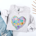 Painted Heart Pastels Easter Bunny Jesus Rabbit Holiday Illustration Canvas Sweatshirt
