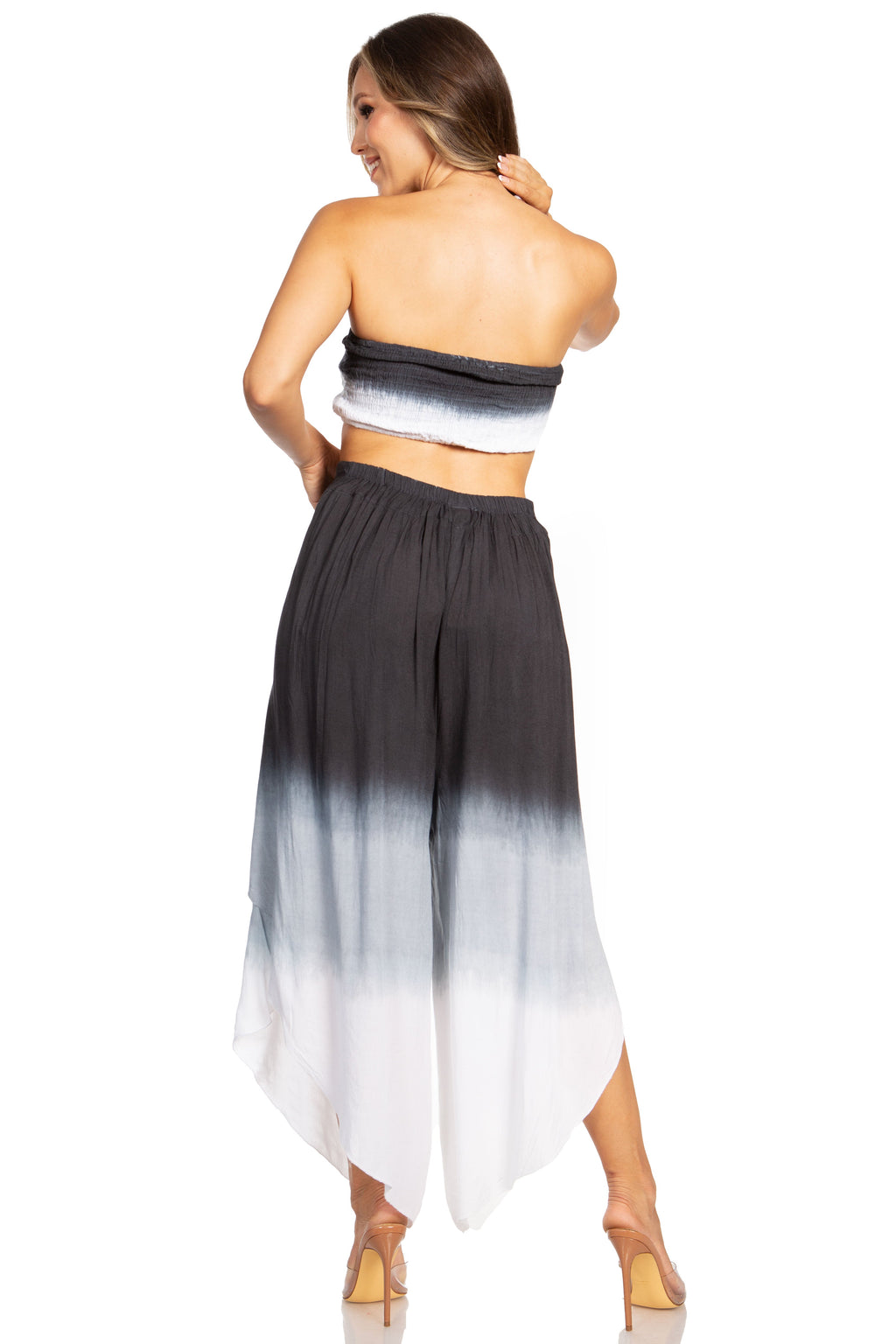 Sakkas Vanessa Women's Bandeau Tube Top & Wide leg Gaucho Pants Set Palazzo Boho - Buy One Get One