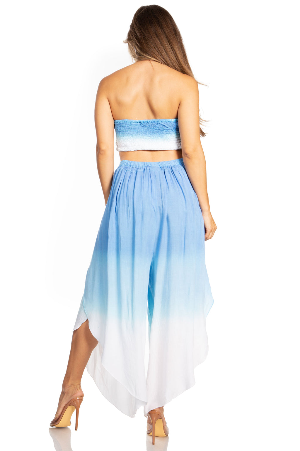 Sakkas Vanessa Women's Bandeau Tube Top & Wide leg Gaucho Pants Set Palazzo Boho - Buy One Get One