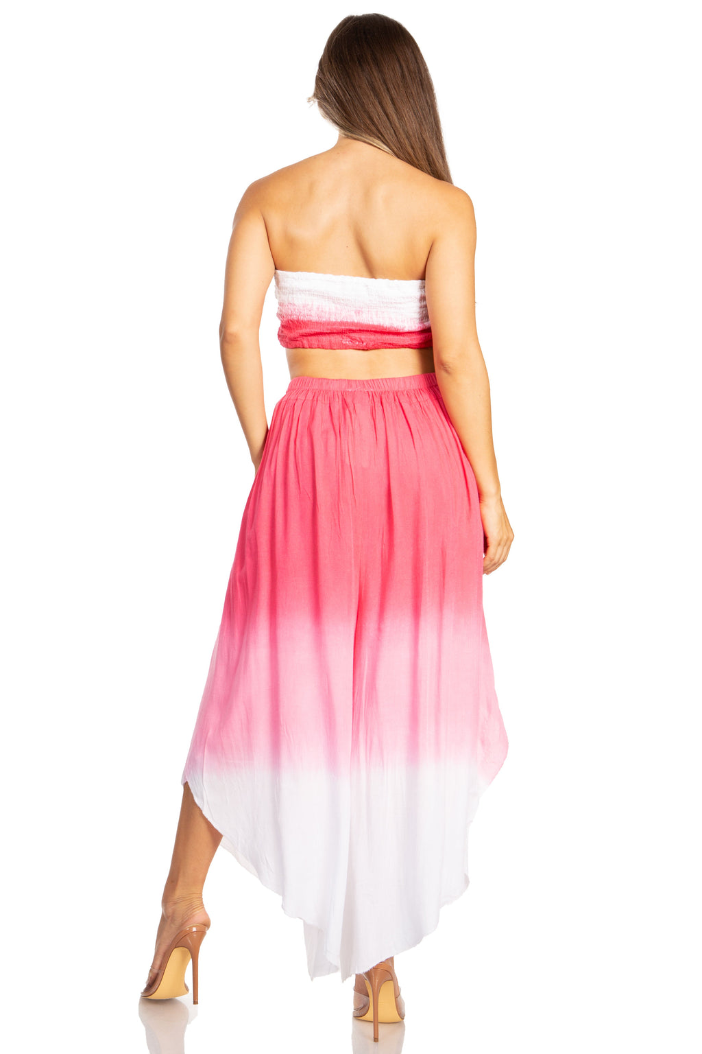 Sakkas Vanessa Women's Bandeau Tube Top & Wide leg Gaucho Pants Set Palazzo Boho - Buy One Get One