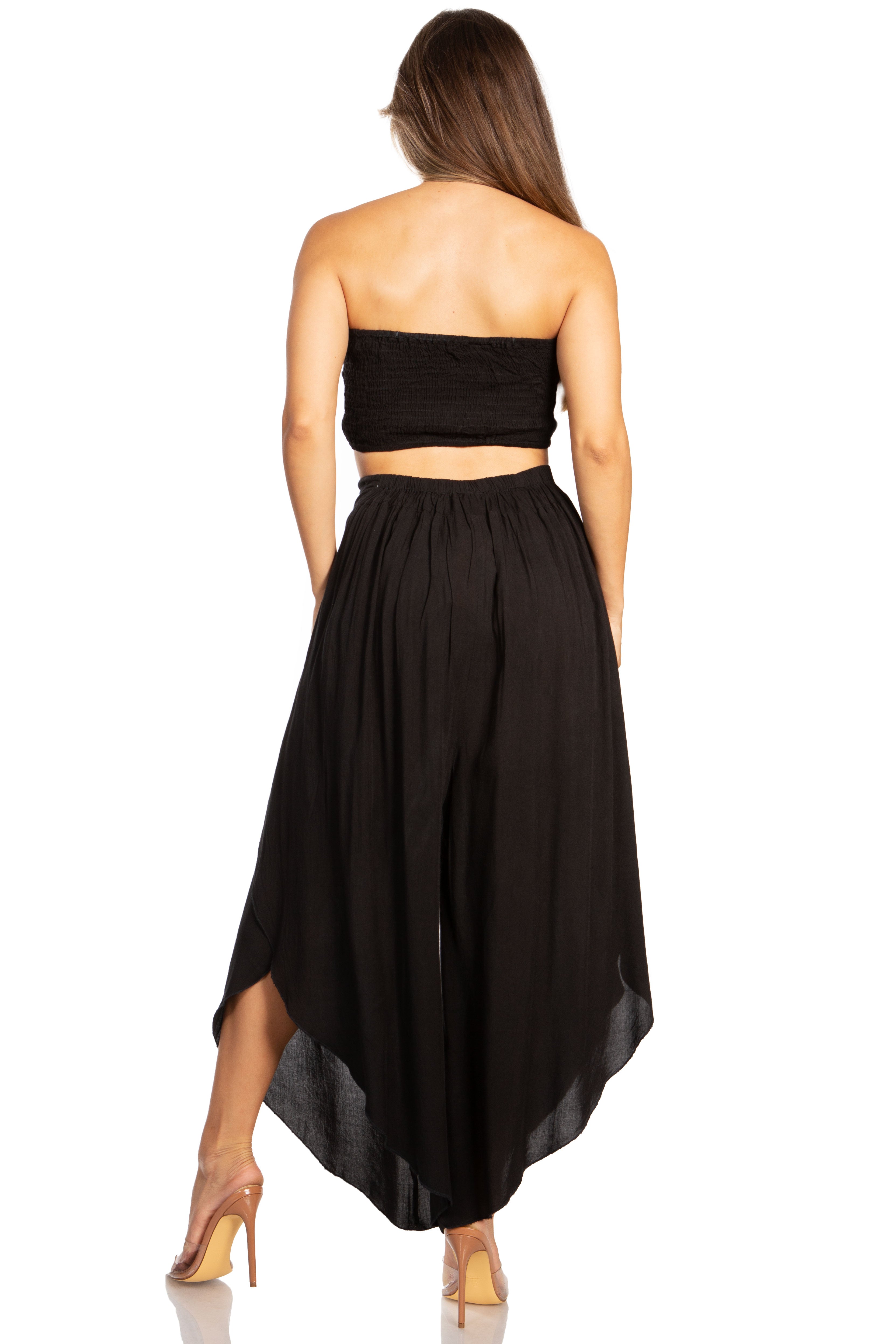 Sakkas Vanessa Women's Bandeau Tube Top & Wide leg Gaucho Pants Set Palazzo Boho - Buy One Get One