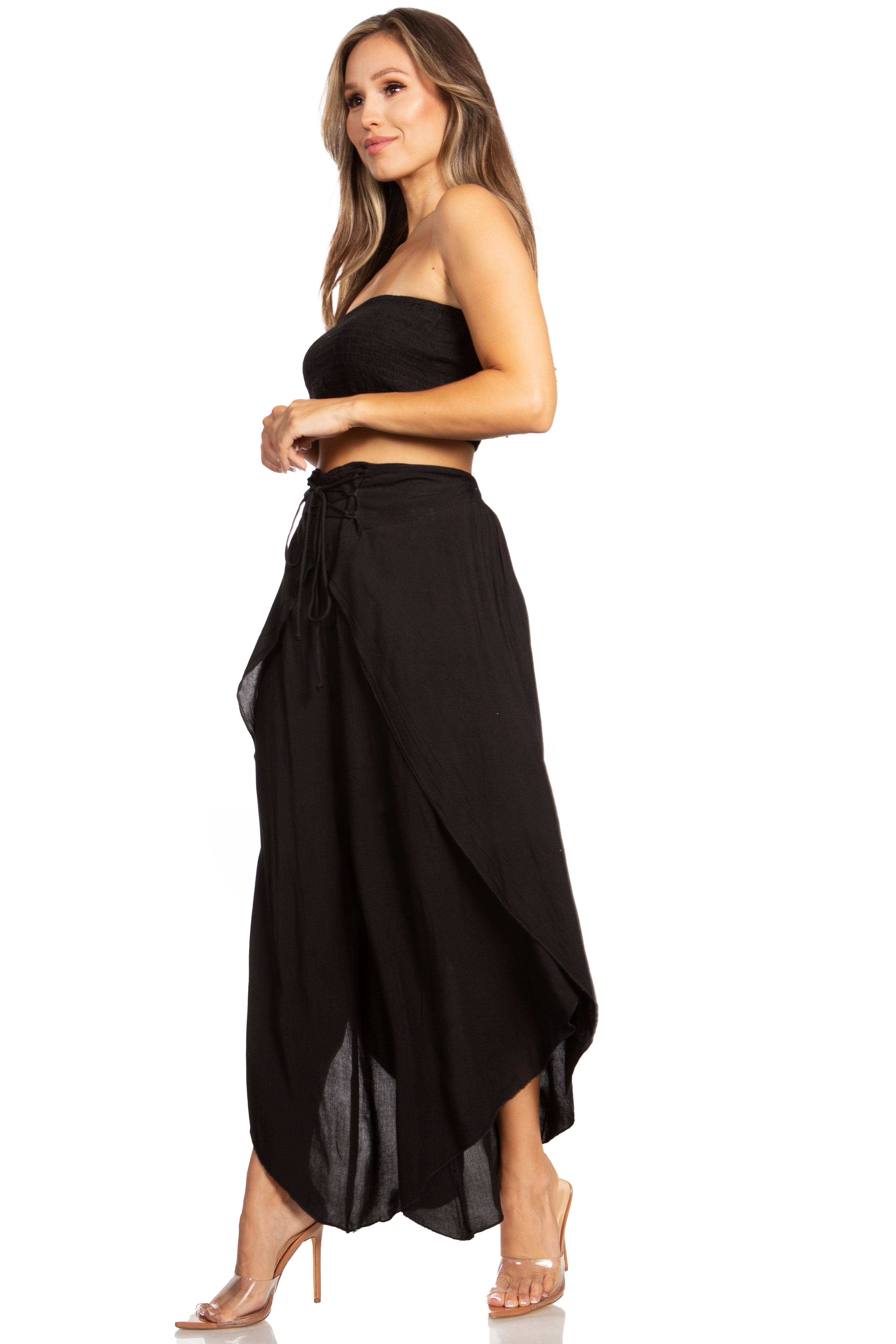 Sakkas Vanessa Women's Bandeau Tube Top & Wide leg Gaucho Pants Set Palazzo Boho - Buy One Get One