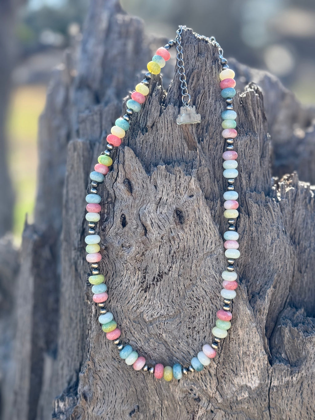 Sterling Silver Pastel Bead and Chunky Star Necklace Jewelry Stack Bundle