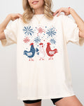 Patriotic Chickens USA America Fireworks Independence Day 4th Of July Comfort Colors Tee