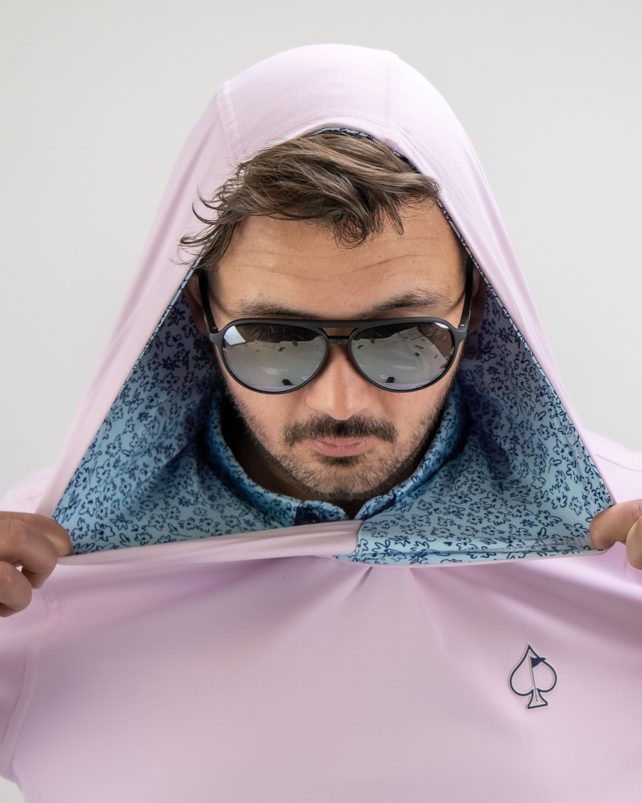 Performance Golf Hoodie - Flower Doodle Blue