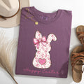 Pink Floral Bunny Easter Jesus Rabbit Holiday Floral Illustration Comfort Colors Tee