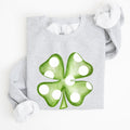 Polka Dot Shamrock St Patrick's Day Celebration Pattern Graphic Festive Irish Pride Sweatshirt