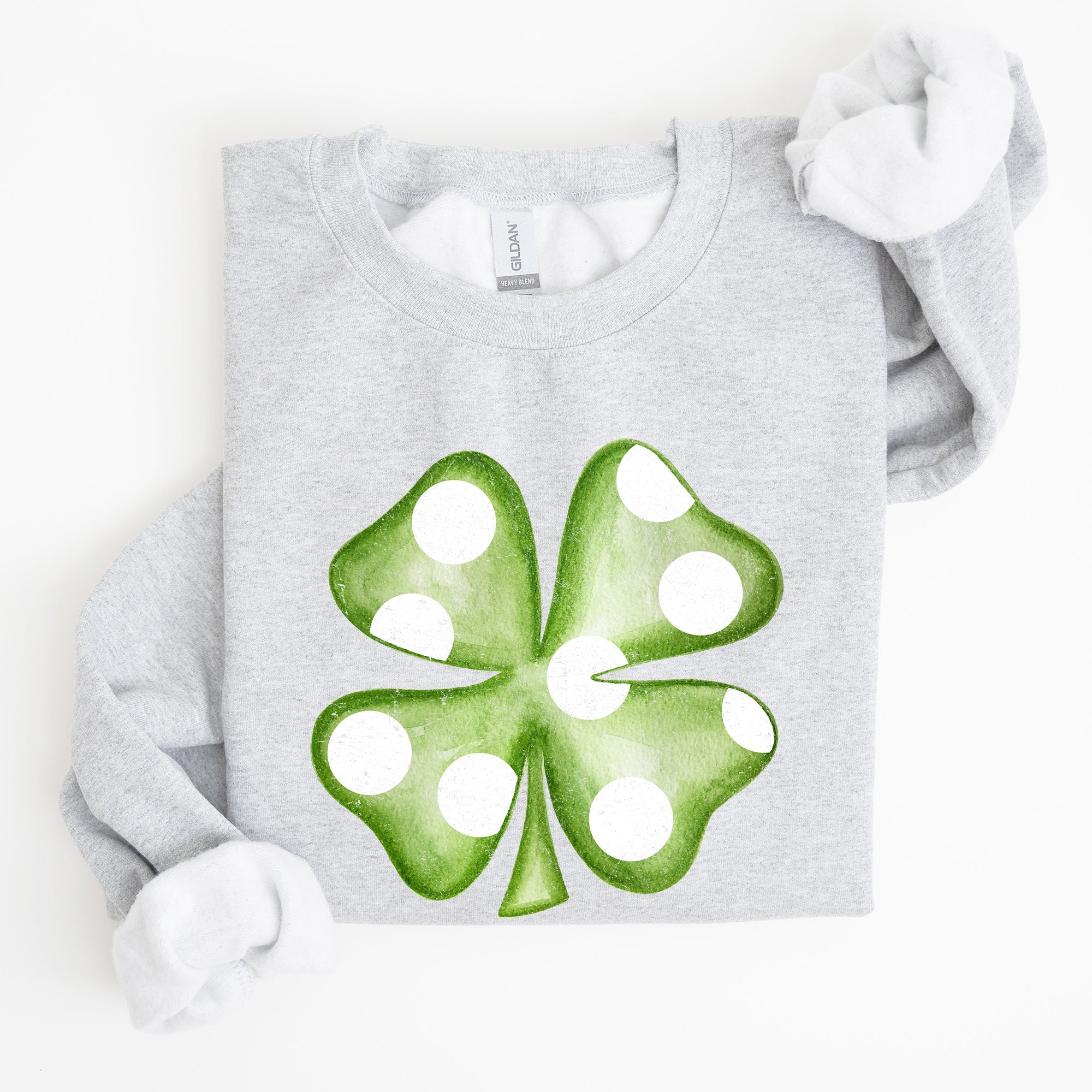 Polka Dot Shamrock St Patrick's Day Celebration Pattern Graphic Festive Irish Pride Sweatshirt