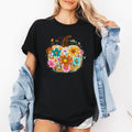 Pumpkin Floral Halloween Autumn Cozy Seasonal Vibes Festive Harvest Moon Charm Graphic Tee