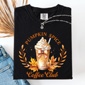 Pumpkin Spice Coffee Club Autumnal Coffeehouse Vibes Cozy Fall Scene Comfort Colors Tee