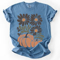 Pumpkins And Flowers Watercolor Allover Print Halloween Autumn Comfort Colors Tee
