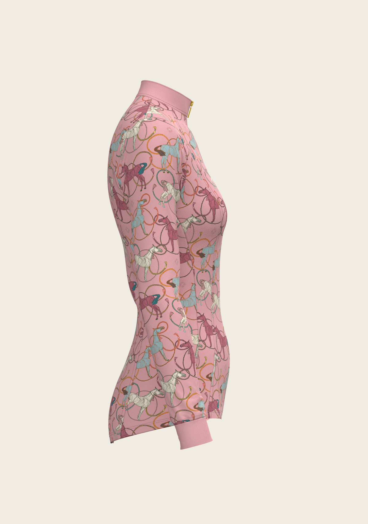 Roped Horses on Rose Quarter Zip Sun Shirt