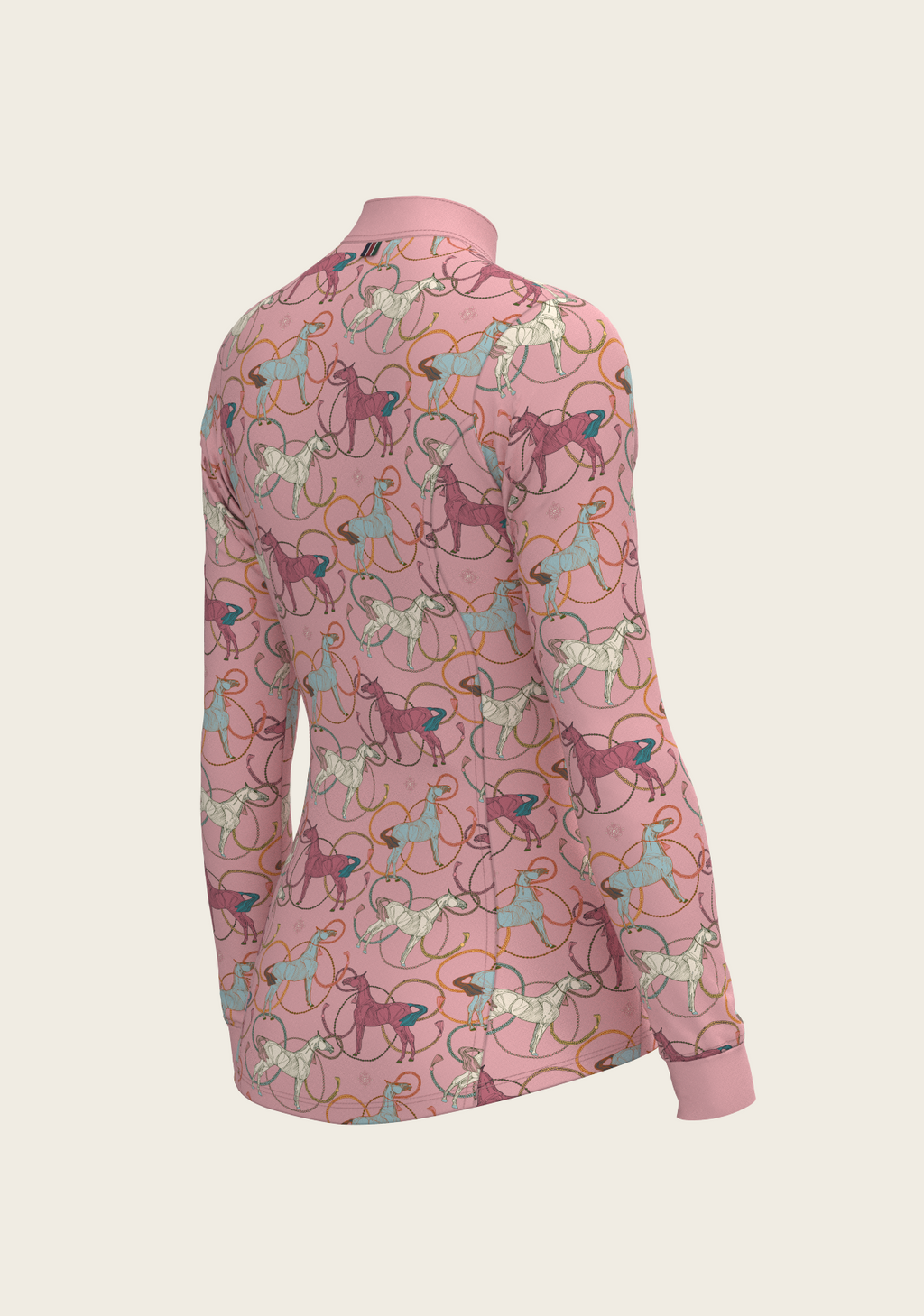 Roped Horses on Rose Quarter Zip Sun Shirt